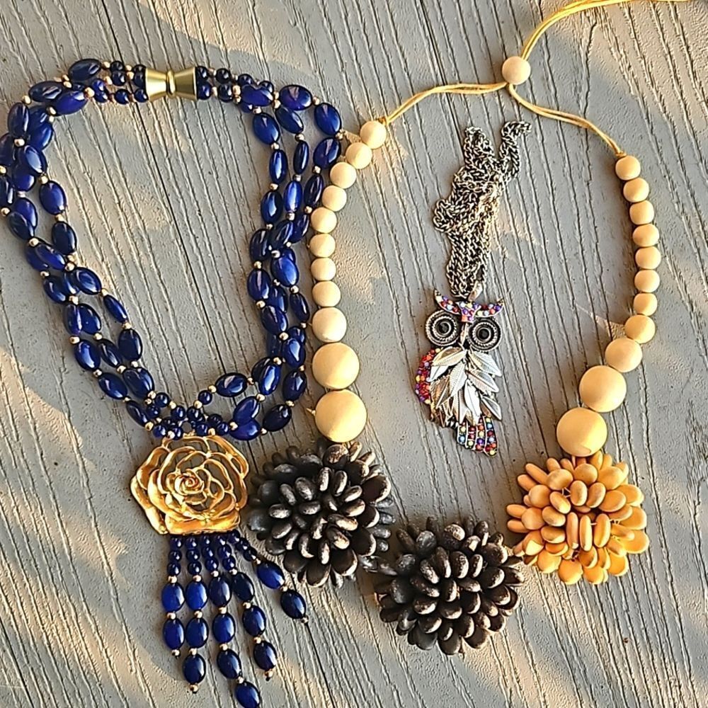 Necklace bundle of 3 oversized, decorative & handmade office necklaces